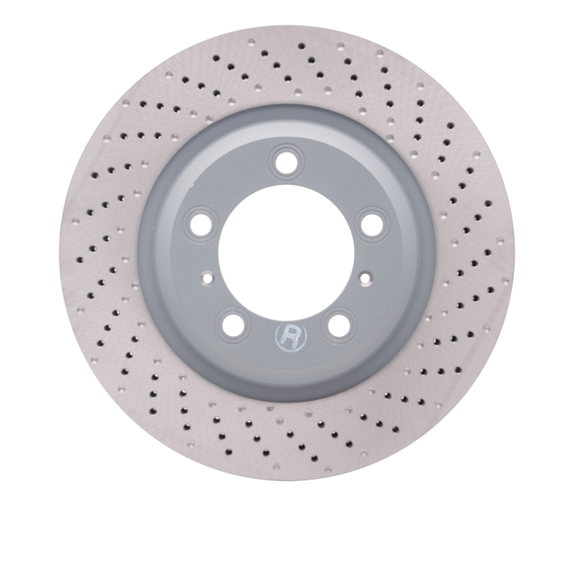 Porsche Boxster Brake Rotor (1) - Right Front - R1 Concepts - Drilled Carbon Alloy GeoMET - `12-`16